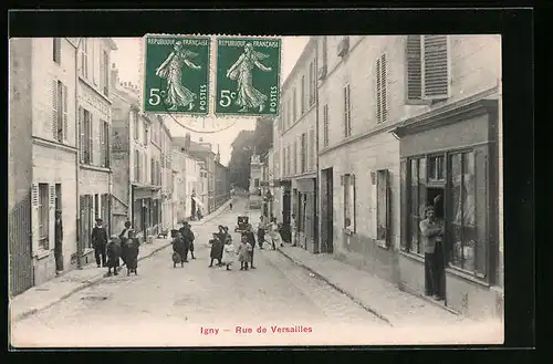 AK Igny, Rue de Versailles, Strassenpartie