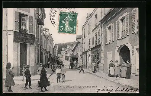AK Juvisy, La Grande Rue, Strassenpartie