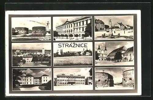 AK Stráznice, Namesti, Kostel, Pomnik