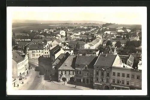 AK Wischau / Vyskov, Strassenpartie aus der Vogelschau