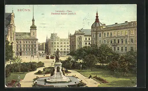 AK Brünn / Brno, Namesti, Pomnik, Lazansky-Platz, Denkmal Kaiser Josefs II.