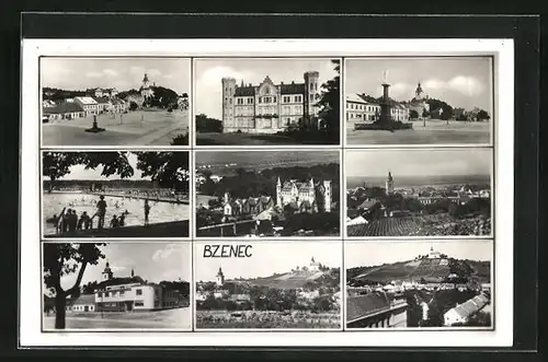 AK Bzenec, Namesti, Zamek, Pomnik, Panorama