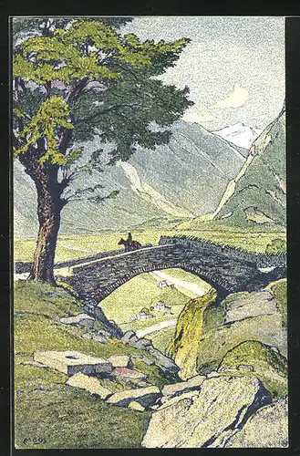 Künstler-AK Carl Moos: Ponte Nel Ticino Settentrionale