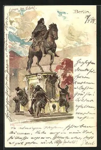 Künstler-AK Heinrich Kley: Denkmal mit Reiter