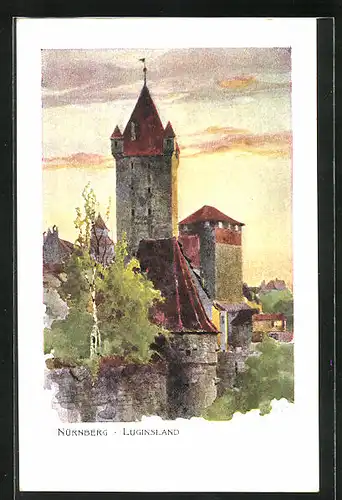 Künstler-AK Heinrich Kley: Nürnberg, Luginsland