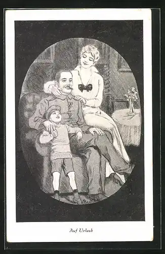 Künstler-AK Plantikow: Soldat auf Urlaub