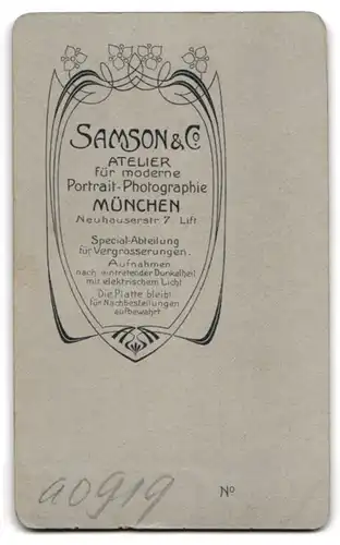 Fotografie Samson & Co, München, Neuhauserstrasse 7, Frau mit hochgesteckten Haaren