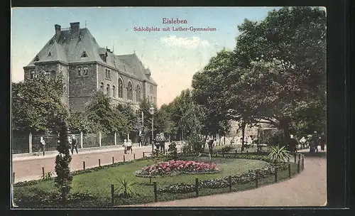 AK Eisleben, Schlossplatz mit Luther Gymnasium