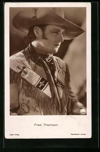 AK Schauspieler Fred Thomson als Cowboy verkleidet