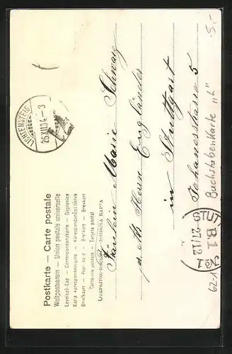 AK Herr mit Gitarre und einer Dame am Buchstaben L