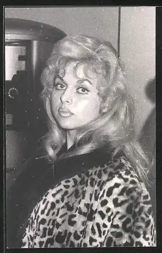 Foto-AK Junge Dame im Leopardenmantel bei einer Modenschau