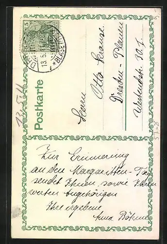 Künstler-AK Dresden, Margarittentag 1911, Kind mit Geldmünzen in der Schürze