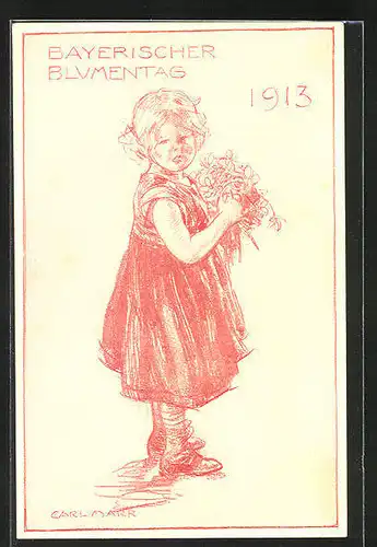 AK Kleines Mädchen mit Blumen, Bayerischer Blumentag 1913