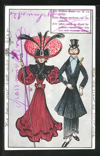 AK Mann und Frau in bürgerlicher Kleidung, Ihr seht aus wie dumme Affen, Scherz