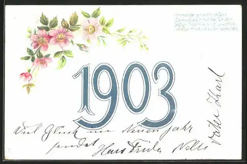 AK Jahreszahl 1903 mit Blumen