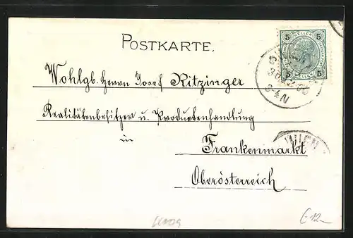 Präge-AK Jahreszahl mit Blumen, Neujahrsgruss 1901