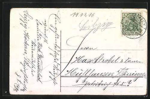 Präge-AK Jahreszahl mit Kleeblättern, Neujahrsgruss 1910