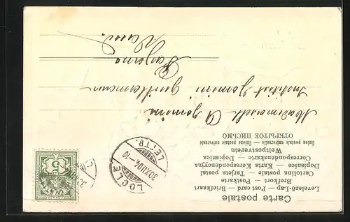 Präge-AK Jahreszahl mit Veilchen und Kleeblättern, Neujahrsgruss 1905