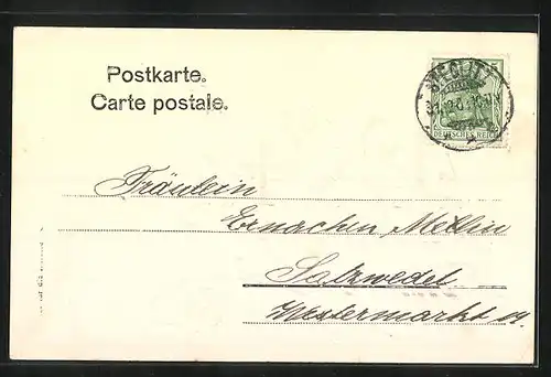 Präge-AK Jahreszahl mit Kleeblättern, Neujahrsgruss 1904