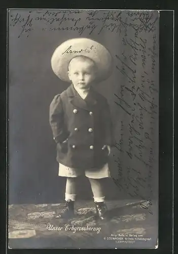 AK Erbgrossherzog von Hessen-Darmstadt mit Strohhut