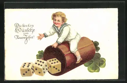 AK Knabe auf Würfelbecher, Spiel