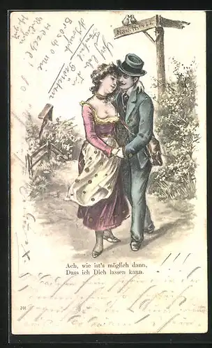 AK Liebespaar kann nicht von sich lassen