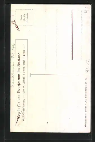 Künstler-AK Wanderer verabschiedet sich von seiner Geliebten