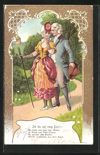 AK Liebespaar auf einem Spaziergang