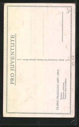 Künstler-AK Tessiner Bauernmädchen, Pro Juventute