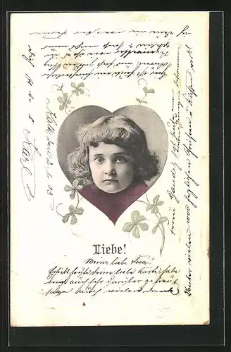 AK Kleinkind im Herzrahmen, Liebe, Allegorie