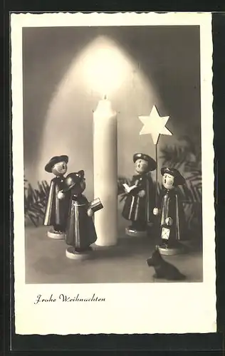 AK Sänger an Weihnachten, Holzspielzeug