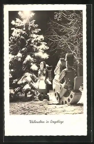 AK Holzspielzeug am Weihnachtsbaum