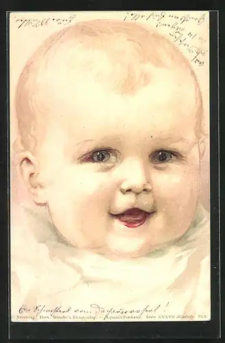 Künstler-AK Gesicht erines lachenden Kleinkindes