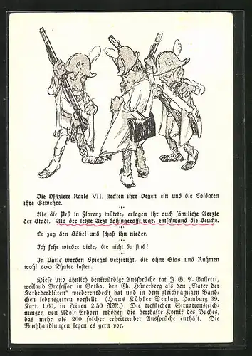 AK Ausspruch von J. G. A. Galletti, Karikaturen von Soldaten