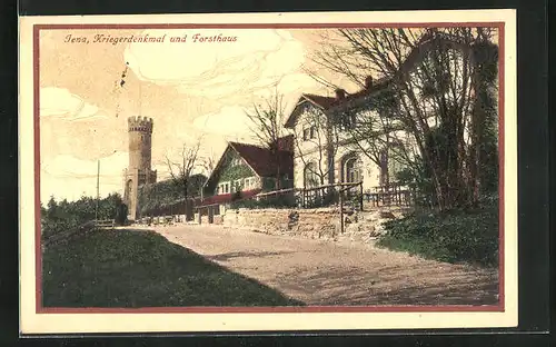 AK Jena, Kriegerdenkmal und Forsthaus