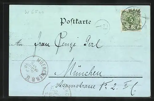 Mondschein-Lithographie Mainz, Totalansicht mit Silberfärbungen