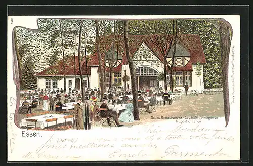 Lithographie Essen, Neues Restaurant-Gebäude i. Stadtgarten, Hubert Claeren