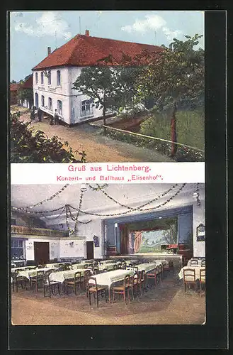 AK Lichtenberg, Gasthaus Elisenhof, Innenansicht