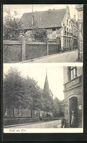 AK Oer, Strassenpartie mit Kaufhaus, Strassenpartie mit Gebäudeansicht