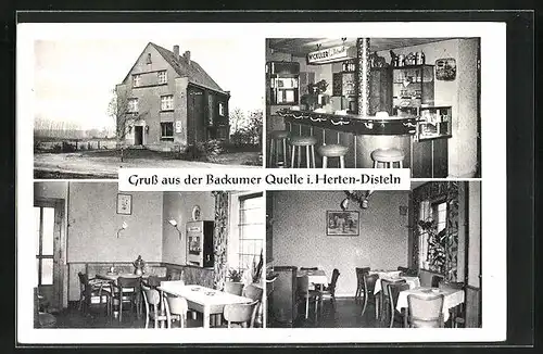 AK Herten-Disteln, Gasthaus Backumer Quelle, Kirchstrasse 64, Innenansichten