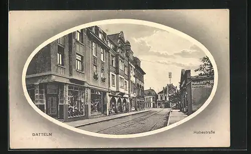 AK Datteln, Hohestrasse mit Geschäften