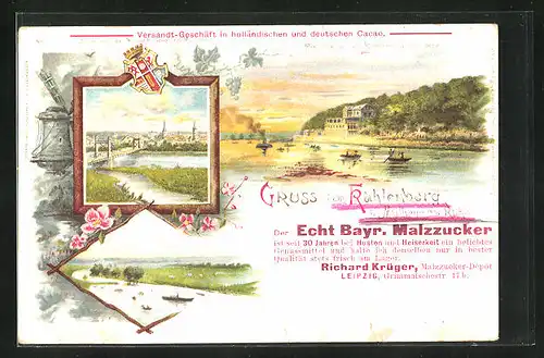 Lithographie Mülheim a. d. Ruhr, Panorama vom Kahlenberg aus gesehen
