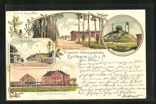 AK Zeithain, Truppenübungsplatz, Barackenstrasse, Kaiser-Wilhelm-Allee