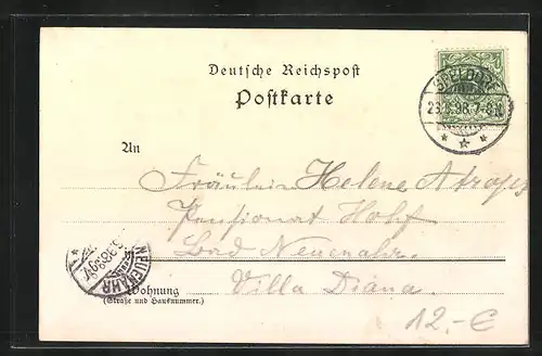 Lithographie Speldorf bei Duisburg, Verschiedene Ansichten mit Strassenbahn