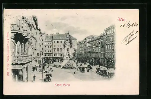 Relief-AK Wien, Hoher Markt mit Vermählungsbrunnen