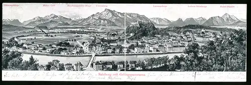 Klapp-AK Salzburg, Restaurant und Festungskeller Hohensalzburg, Gesamtansicht mit Gebirgszug