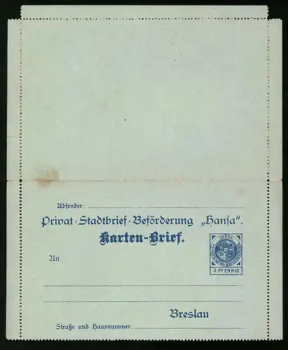 Klapp-AK Breslau, Private Stadtpost Hansa