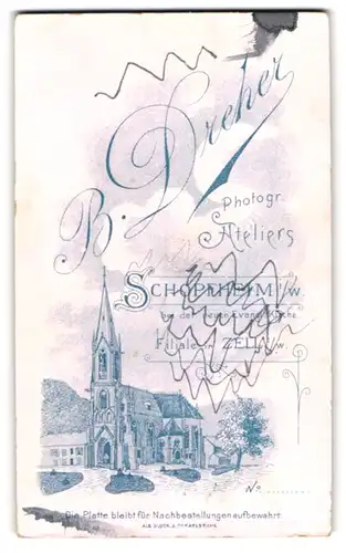 Fotografie B. Dreher, Schopfheim i. W., Ansicht Schopfheim i. W., Blick auf die Kirche im Ort