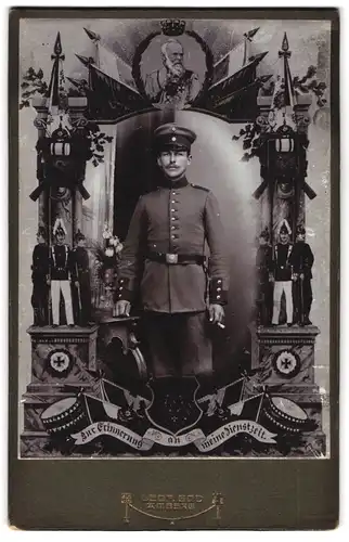 Fotografie Leop. God, Amberg, Soldat in Uniform I.R. mit Bajonett, im Passepartout