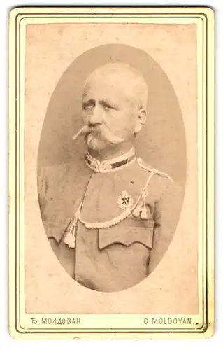 Fotografie Georg Moldovan, Mitrovitz, Portrait Offizier in Uniform mit Orden & Ordonanzschnur